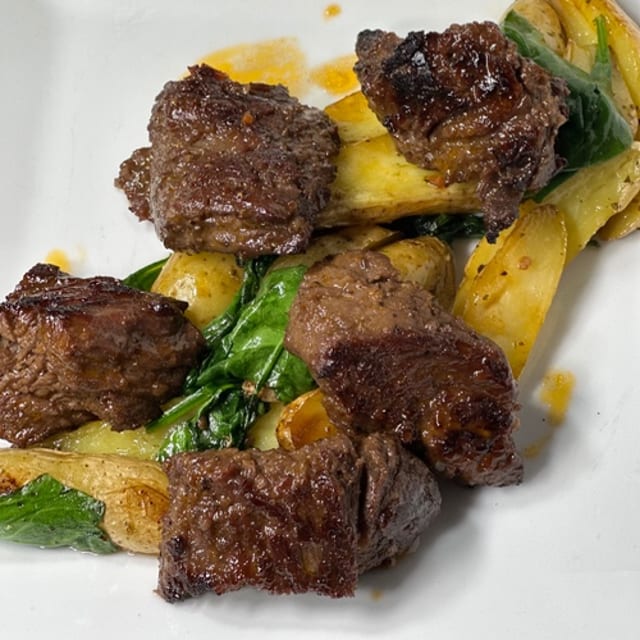 Cast Iron Steak Tips.